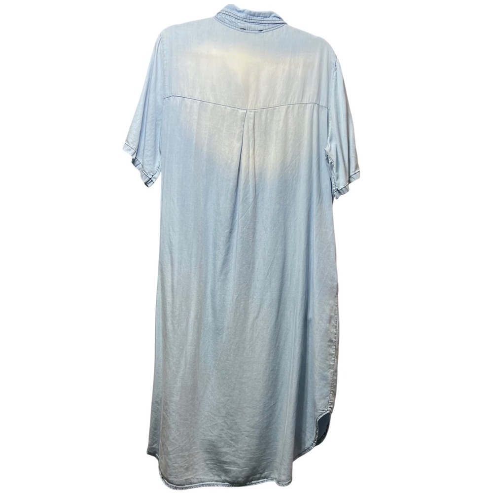 In Italy Chambray Denim Shirt‎ Dress Pockets Button Down Short Sleeve Light Wash - Picture 6 of 10
